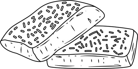 Focaccia bread outline vector