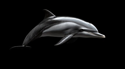 Obraz premium Realistic Dolphin Swimming in Dark Background for Nature Imagery