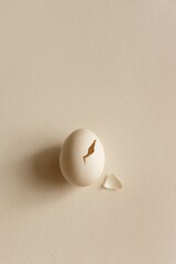 Minimalist Easter Composition with White Egg 