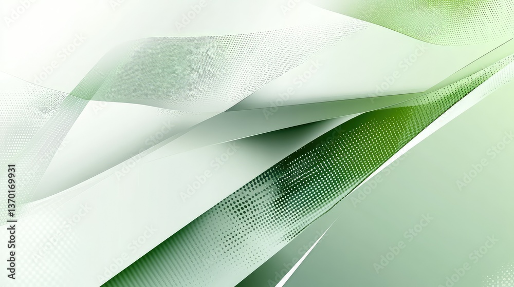Poster abstract green and white background with smooth curves and textured patterns, ideal for use in moder