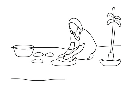 woman working, line art, black and white clip art preview