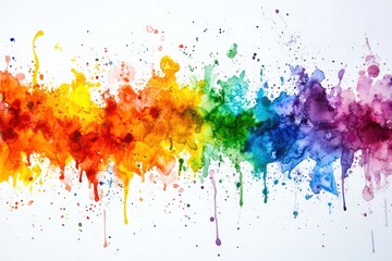 Obraz premium Rainbow Watercolor Splashes Vibrant Art Background. (1)