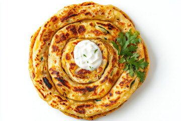 Obraz premium a plate of food with a lot of sauce on it