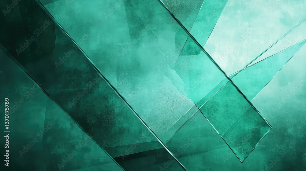 Poster abstract green glass background with dynamic shapes and textures for use in modern design projects, 