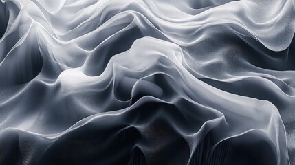 Obraz premium Abstract smooth flowing waves in shades of gray and white creating a serene and tranquil background, perfect for artistic, modern, and minimalist designs for various multimedia projects.