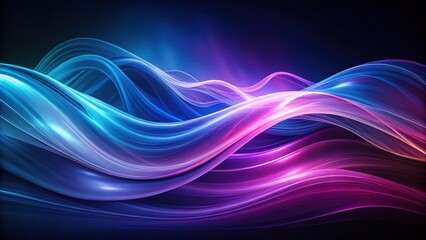 Abstract Fluid Neon Waves Dynamic Swirls of Blue and Purple Light Energy