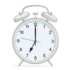 Retro Wecker mit Sekundenanzeiger und zwei Alarm Glocken
Vektor Illustration isoliert auf wei&szlig;em Hintergrund
