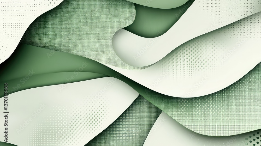 Poster Abstract Wavy Background with Soft Green Tones and Textured Patterns Featuring Smooth Layers and Subtle Gradient Transitions for Modern Design Projects