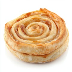 Spiral puff pastry roll with golden flaky crust and rich buttery texture