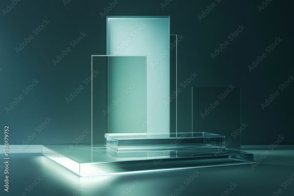 Leinwandbilder futuristic display area featuring soft lighting and transparent glass panels creating a minimalist a
