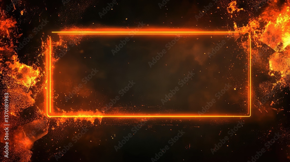 Poster fiery background with flames and sparks creating a dramatic atmosphere for creative design and artis