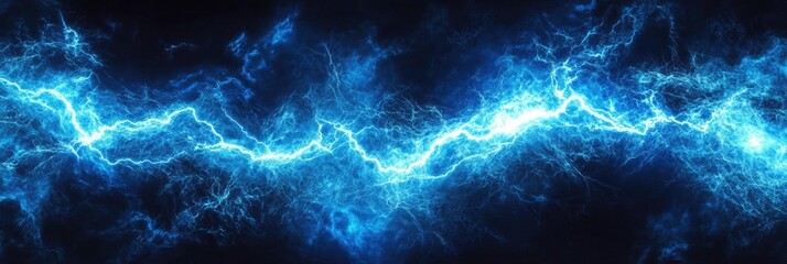 Dramatic Blue Electric Discharge Background Capturing Raw Power and Energy Featuring Intricate Patterns of Light and Dark with Glowing Effect