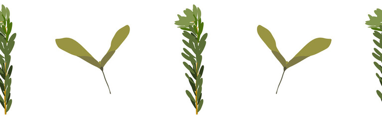 Fototapeta premium Leaves border on a white background. Hand-drawn illustration. Perfect for spring and summer.