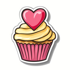 Sweet Affection: A charming cupcake crowned with a heart, a delicious symbol of love and warmth, perfect for expressing care and affection.