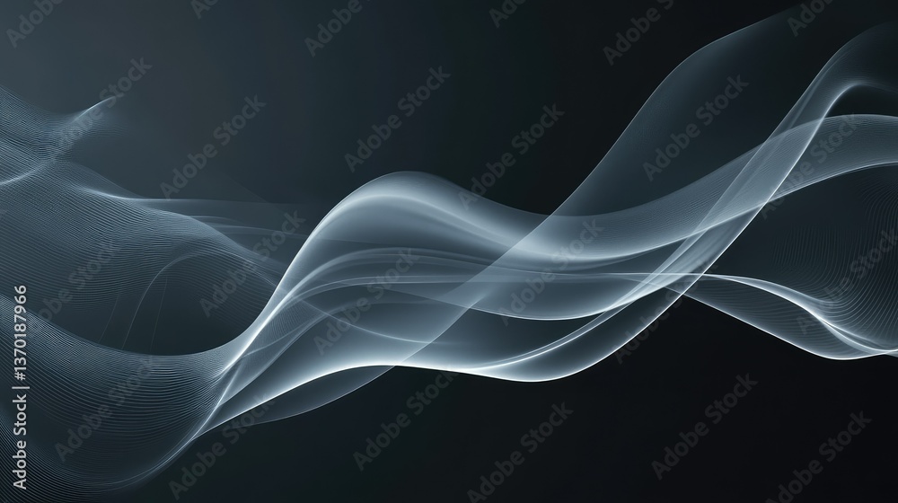 Aufkleber abstract fluid design with soft curves and waves on a dark background, creating a sense of motion an