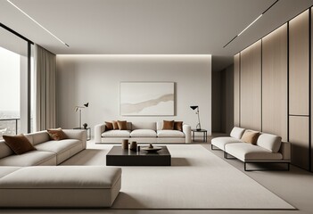 A living room filled with furniture and a large window.