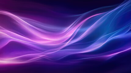 Abstract Flowing Waves in Purple and Blue Gradient with Soft Light Effects for Background Design, Digital Art, or Website Decoration