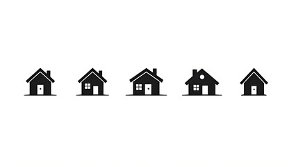 Collection of Home Icons House Symbol Real Estate Objects Black Icons Isolated on White
