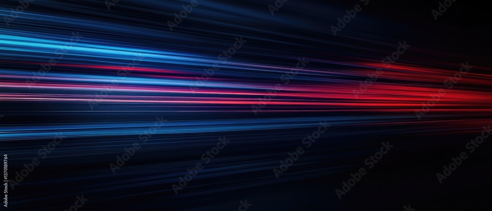 Poster dynamic abstract background with flowing blue and red light streaks pattern for futuristic technolog