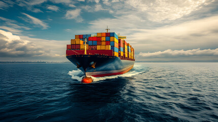 un buque de carga transportista maritimo con contenedores de mercancia para exporta e importar distribucion internacional