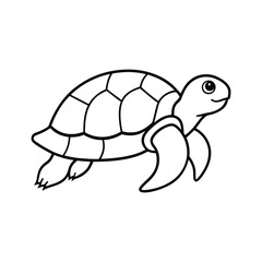 Simple Line Drawing of a Smiling Turtle for Coloring
