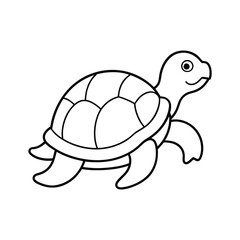 Simple Line Drawing of a Smiling Turtle for Coloring
