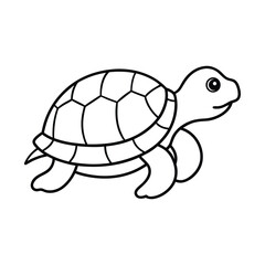 Simple Line Drawing of a Smiling Turtle for Coloring
