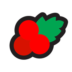 Black line icon cute winter set Christmas flower