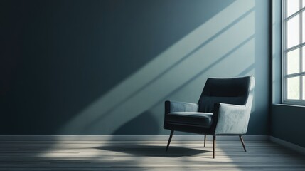 Elegant Velvet Armchair in Room with Sunlight Streaming Through Window