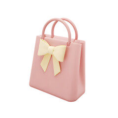 Elegant Pink Gift Bag with Bow – 3D Illustration