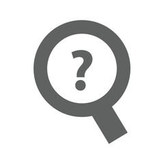 magnifying glass icon question mark on a white background