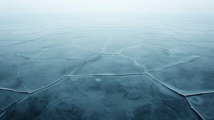 Frozen lake surface, cracked ice
