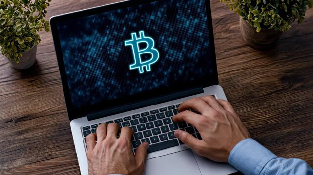 Delving into various cryptocurrency options while utilizing a laptop in a sleek, contemporary workspace setting for maximum productivity