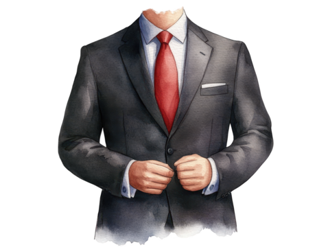 Professional man in a suit with red tie, symbol of business and success