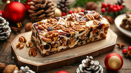 Fototapeta premium Indulge in a Timeless Fruitcake with Mixed Nuts