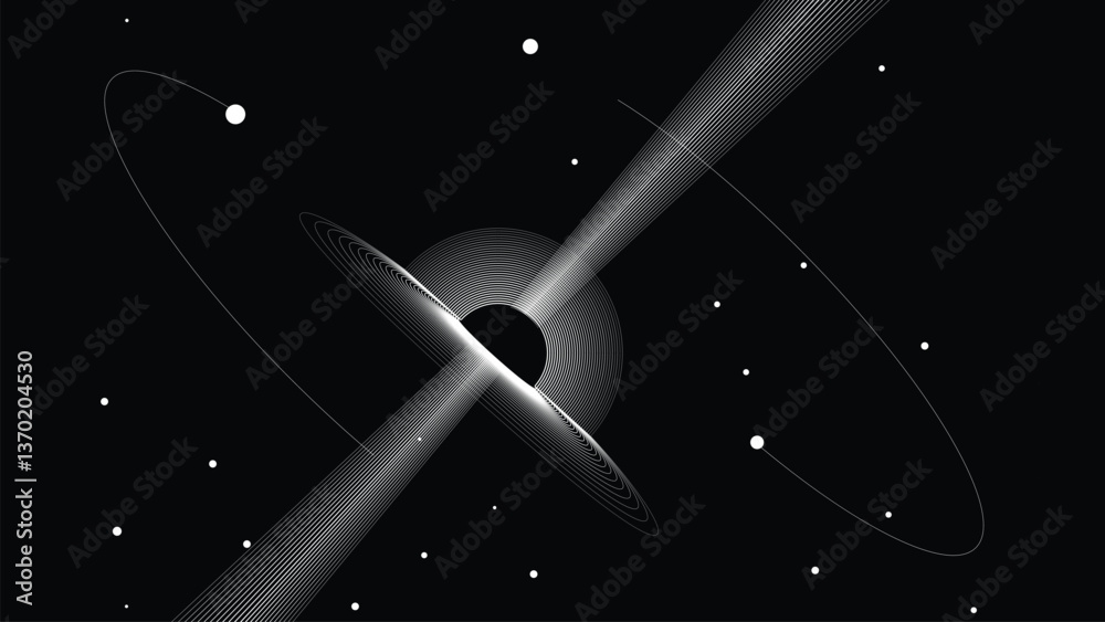 Wall mural black hole with disc of plasma eating dying star in space. supermassive singularity in core off a ga