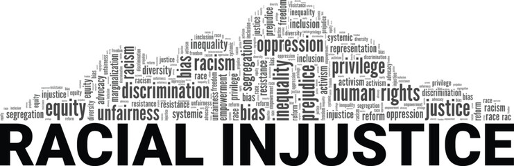 Racial Injustice word cloud conceptual design isolated on white background.