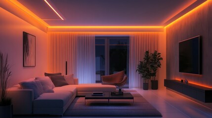 Fototapeta premium Modern living room with ambient lighting