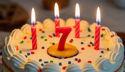 birthday cake with burning candles