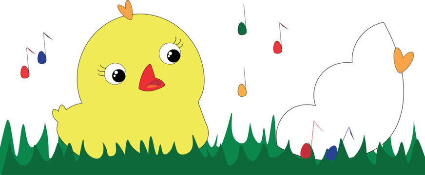cute chicken in grass