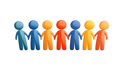 Diverse group of people standing together in a row, unity and connection people