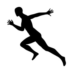 Silhouette of a Running Athlete Vector Illustration. A dynamic black silhouette of a running athlete in motion.