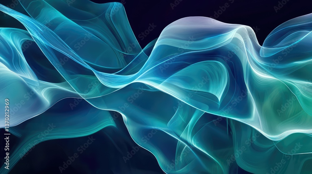Poster ethereal swirls of light and color in fluid motion capturing the essence of tranquility and serenity