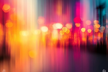 Colorful blurred lights and vertical lines creating an abstract image