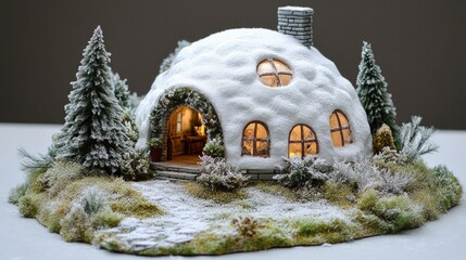 Snow Covered Dome House Miniature Winter Scene