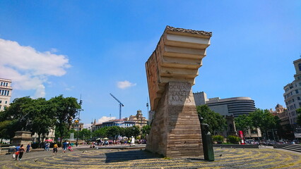 The monument to Francesc Macia stands prominently in the Placa de Catalunya