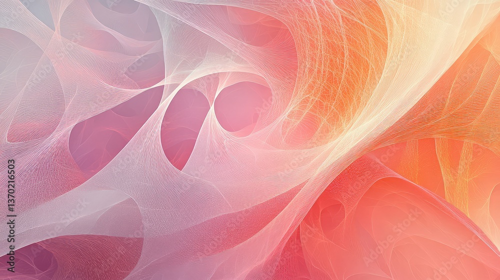 Poster abstract design featuring soft flowing lines in pastel colors creating a serene and dreamy backgroun