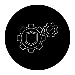 Gear Shield Icon. Security Settings and Protection Optimization Symbol. Illustration for Cybersecurity Concept.