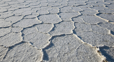 Breathtaking expanse of cracked salt formations creating intricate polygonal patterns