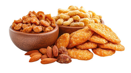 Fototapeta premium Healthy snack, closeup of a bowl of nuts and almonds perfect for nutritious treat